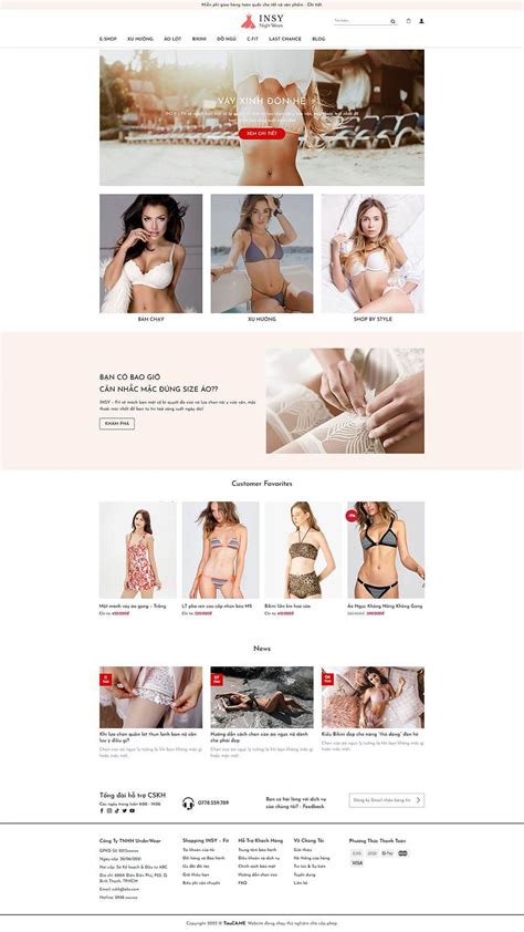 Giao diện website bán thời trang Bikini Nội Y chuẩn SEO
