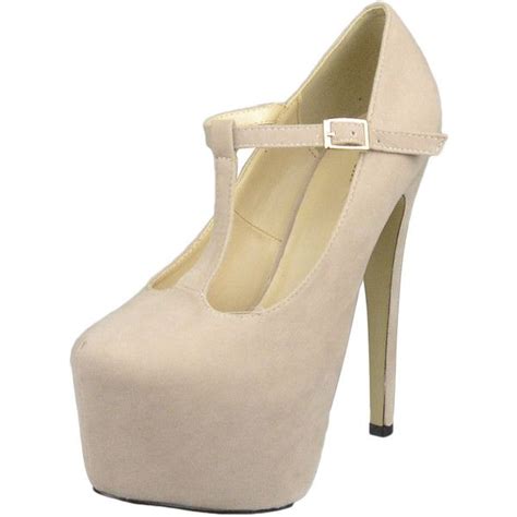 Nude T Strap Stiletto Pumps Women S Platform Shoes