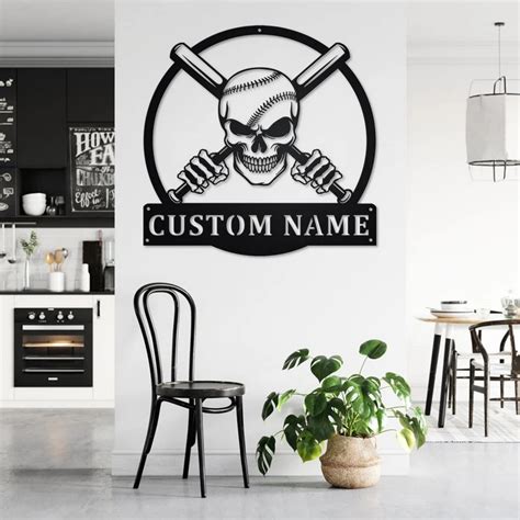 Personalized Metal Baseball Bat Sign Wall Decor Room T For Baseball