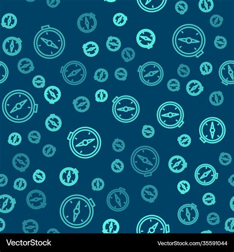 Green Line Compass Icon Isolated Seamless Pattern Vector Image