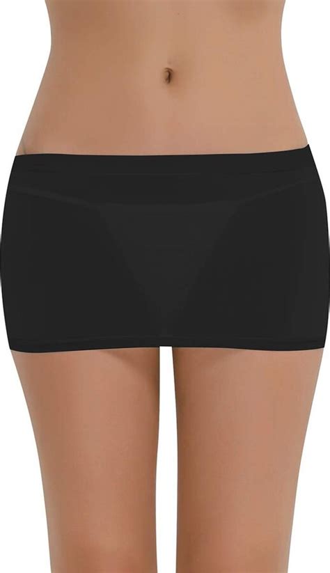 Inlzdz Womens Silky Sheer See Through Mini Bodycon Skirt Party Dress Lingerie Sexy Skirts