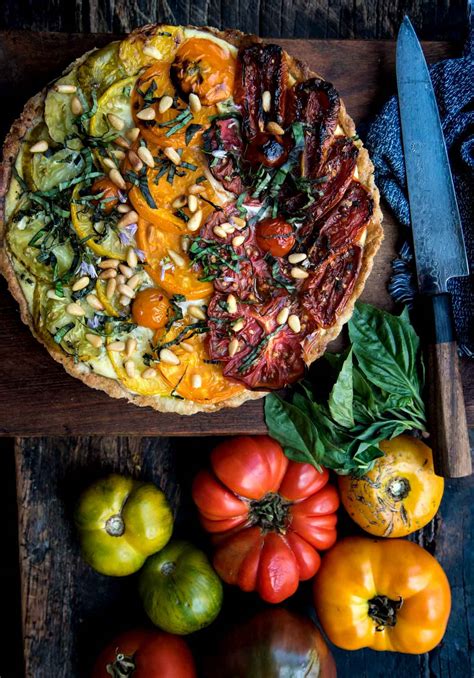 Heirloom Tomato Tart With Cornmeal Crust WILD GREENS SARDINES