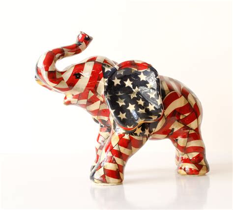 Red White And Blue Elephant Figurine - Cynthia's Attic Direct