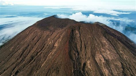 Aerial view of Mount Slamet or Gunung Slamet is an active stratovolcano ...