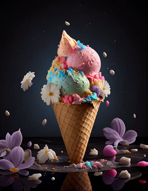 Hyper Realistic Ice Cream With Fruits & Pastel Colors • PromptDen