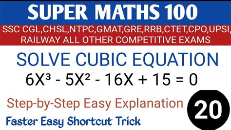 Shortcut Trick To Solve Cubic Equation Math Cubic Equation Trick