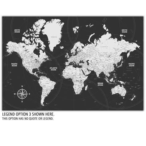 Modern Push Pin World Travel Map World Map Canvas Art Push Etsy