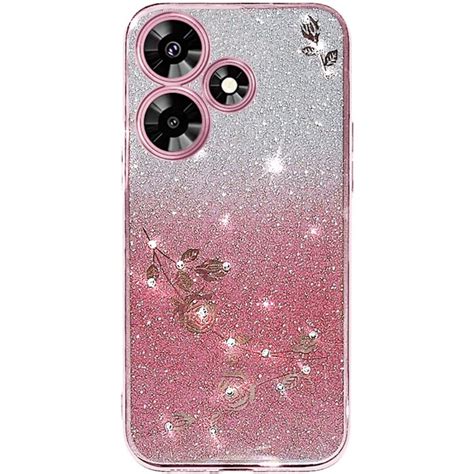Pouzdro pro Infinix Hot 30 Glitter Flower růžové rose gold all4mobi cz obchod