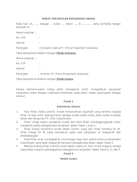 Surat Perjanjian Pemegang Saham Pt Prima Propertech Indonesia Pdf