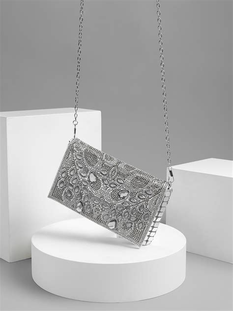 Mini Rhinestone Decor Flap Chain Square Bag