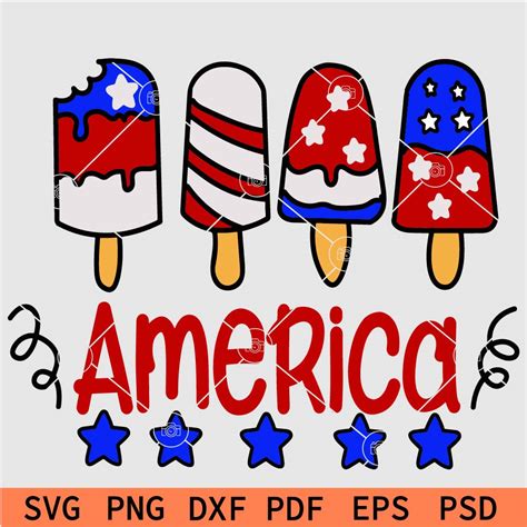 Patriotic Ice Cream Svg 4th Of July Icecream SVG 4th Of July SVG