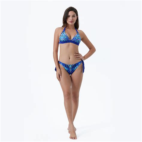 Halter Swimsuit Supplier Two Piece Bikini Custom Bathing Suit Printed Swimwear Swimsuit And