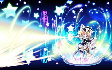 Blonde Hair Bow Dress Hat Kamiya Tomoe Kirisame Marisa Long Hair Magic Red Eyes Ribbons