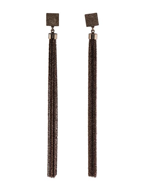 Brunello Cucinelli Monili Fringe Drop Earrings Sterling Silver Drop