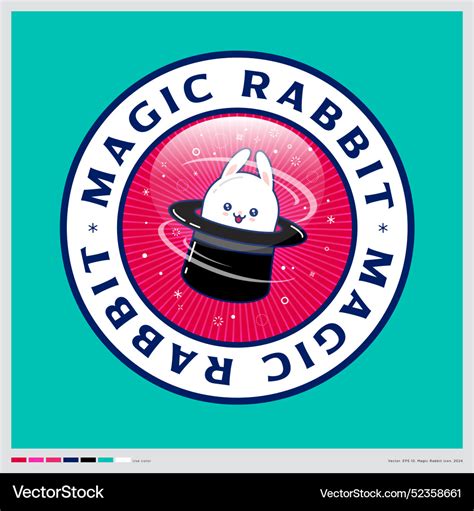 White Magic Rabbit Top Hat Kawaii Emblem Circle Vector Image