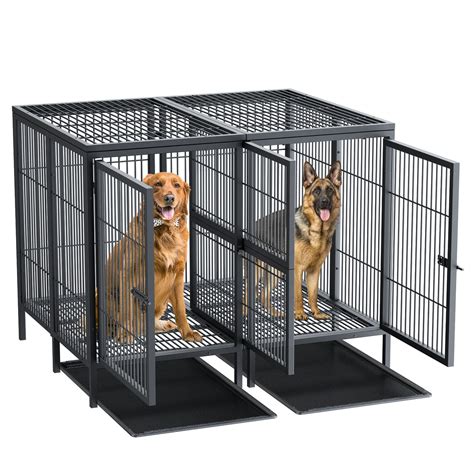 Cage Chien Grande Taille Caisse pour 2 Grand Chiens Intérieur XXL
