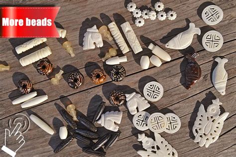 3 шт. ручной работы резной цветок яка кулон Гавайский стиль кости белые ...