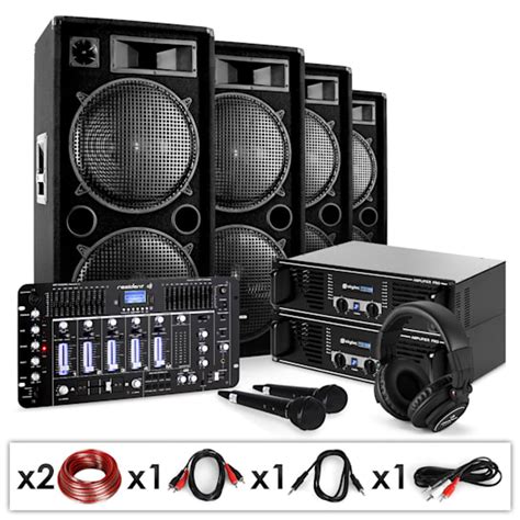 DJ PA Set Bass First Pro Bluetooth 2x 4 X Boxes Mixer 4000W