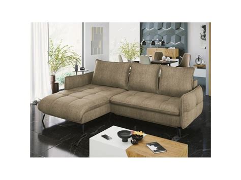 Canap D Angle Lincoln Brun Clair Fonction De Couchage Conforama