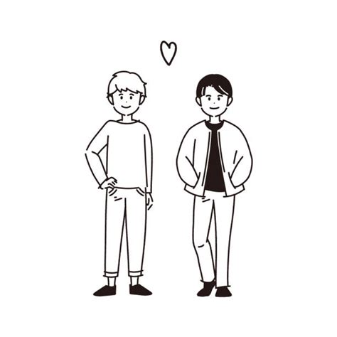 Gay Couple Bw Illustrations Royalty Free Vector Graphics And Clip Art