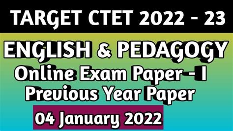 English Pedagogy Ctet Paper I Jan Ctet Previous Year