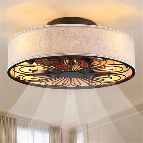 Alaruder Caged Ceiling Fans With Lights Flush Mount Low Profile Ceiling