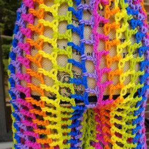 Rainbow Crochet Overalls Gay Lesbian Bisexual Pride Top LGBTQ Festival Shorts Boho Hippie