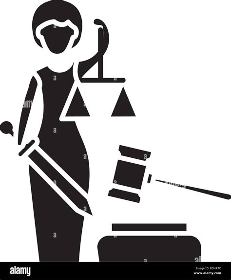 Justice Black Icon Vector Sign On Isolated Background Justice Concept