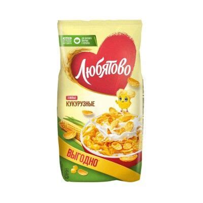Хлопья Любятово 600г кукурузные с сахаром пакет - купить с доставкой по ...