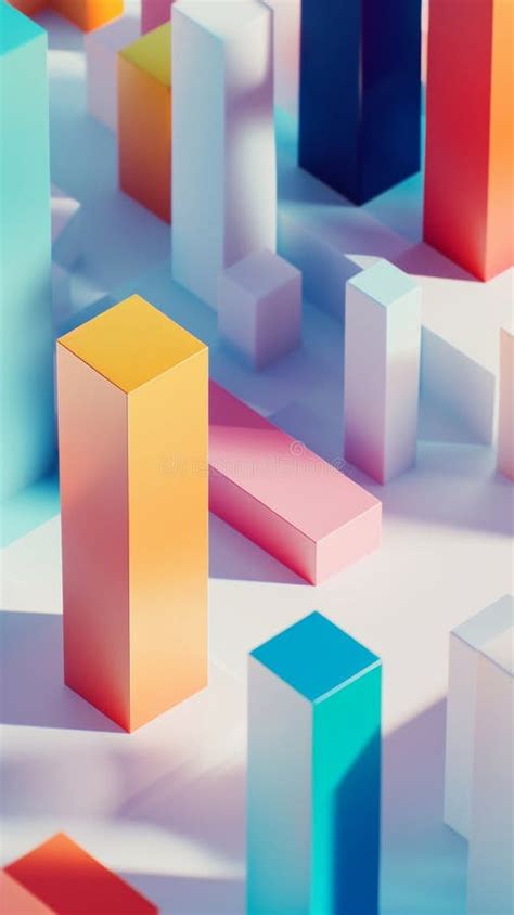 Colorful 3d Geometric Cityscape With Tall Abstract Structures Modern