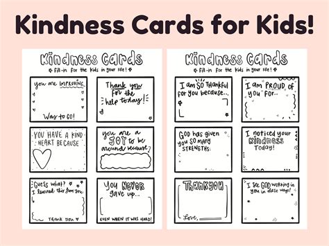 Printable Kindness Cards, Positive Affirmation Cards, Kids Affirmation ...