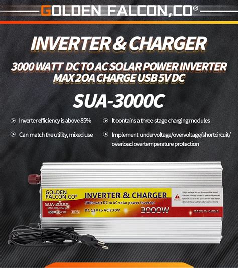 Inverter Charger 3000w Solar Power Inverter With Battery Charger 20a Ups Inverter 12v To 220v ...