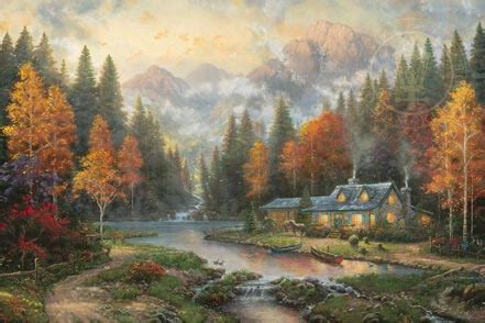 Evening at Autumn Lake, by Thomas Kinkade - Village Gallery