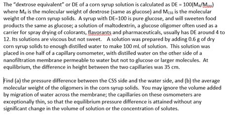 dextrose equivalent  de   corn syrup cheggcom