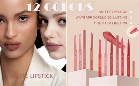 Amazon 12 Colors Matte Lip Liner Lipstick Set One Step Lips Makeup Kit Velvet Nude