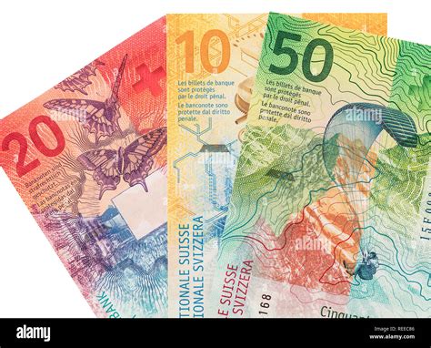 banknotes      swiss francs  white background stock photo