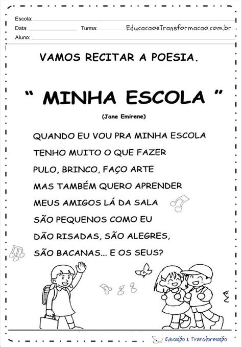 Atividades Volta S Aulas Poesia Minha Escola Educa O E Transforma O