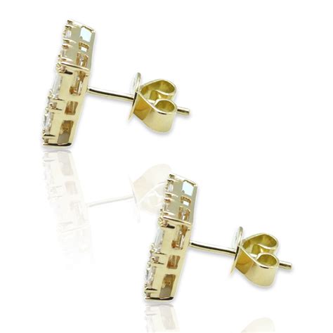 18k Yellow Gold Diamond Stud Earrings Iv New Diamond Earrings