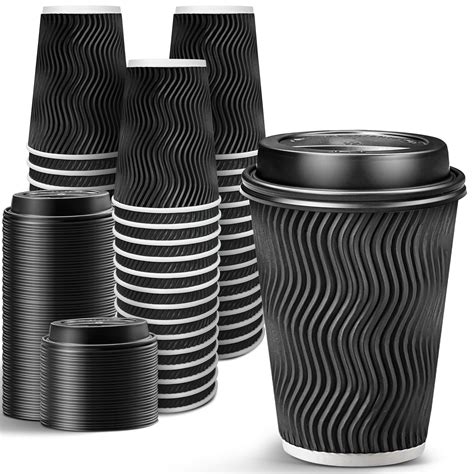 Ginkgo Pack Oz Disposable Coffee Cups With Lids To Go Paper Coffee Cups Suitable For Hot