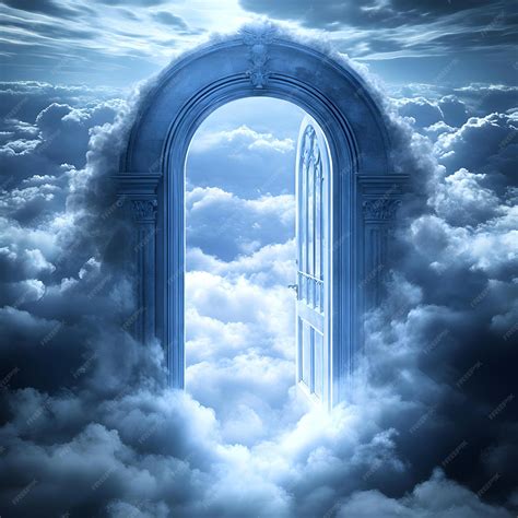 Open Door To Heaven With Clouds Premium Ai Generated Image