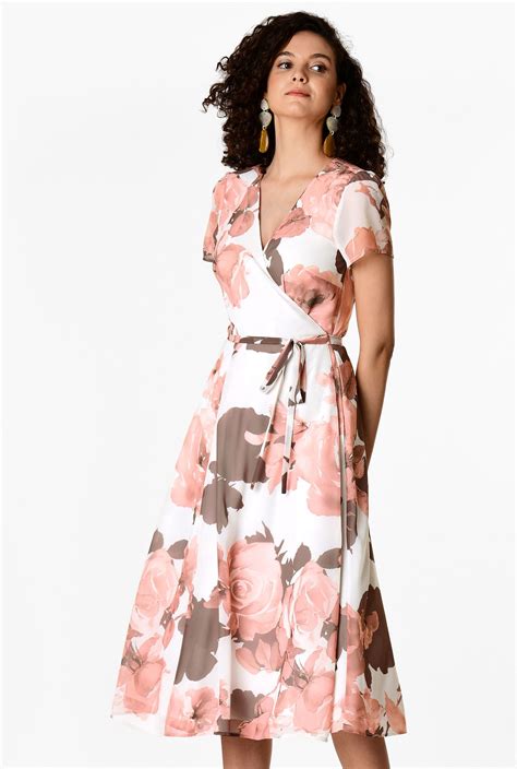 Shop Floral Print Georgette Wrap Dress Eshakti