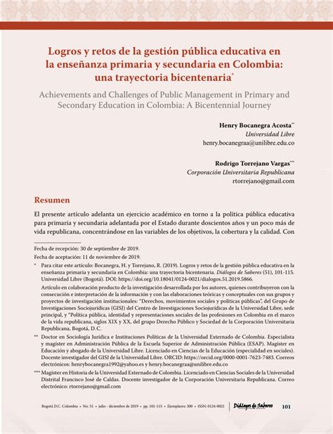 Pdf Logros Y Retos De La Gestión Pública Educativa En La Enseñanza