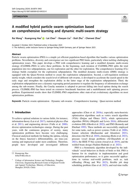 A Modified Hybrid Particle Swarm Optimization Based On Comprehensive