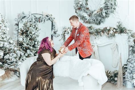 Lgbtq Lesbian Couple Celebrating Christmas New Year Winter Holiday Gay