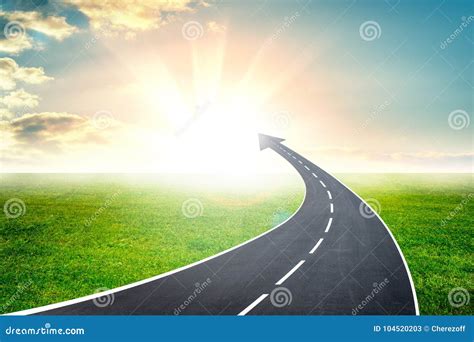 Highway Road Going Up As An Arrow Stock Image Image Of Field