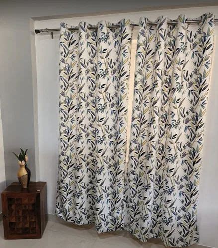 White Base Color Polyester Printed Window Curtain Size X Feet