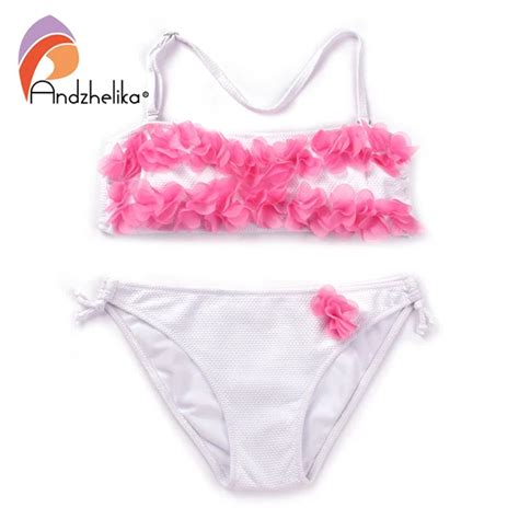 Andzhelika bikini детский купальник бикини с объемными цветами AK
