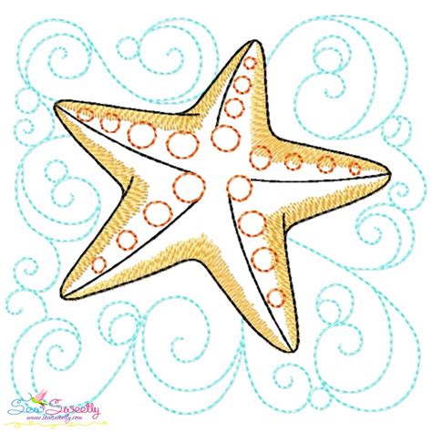 Embroidery Design Pattern Starfish Nautical Quilt Block