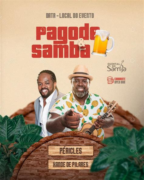 Flyer Pagode e Samba Cantores Social Media PSD Editável download