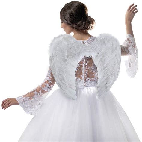 Buy White Angel Wings Costume for Adult, Feather Angel Wings, White ...